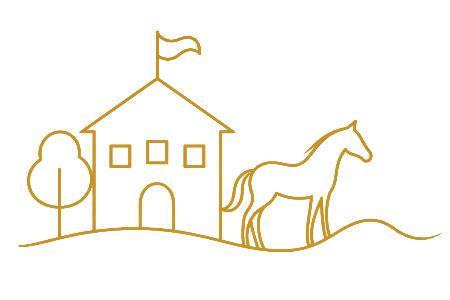 Line-art icon representing an equestrian experience already part of Satya Special School