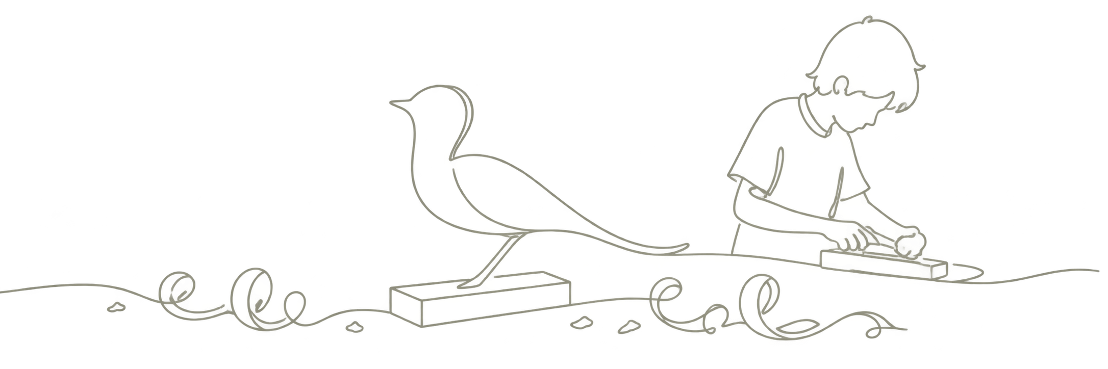 One-line drawing illustrating learning through practice