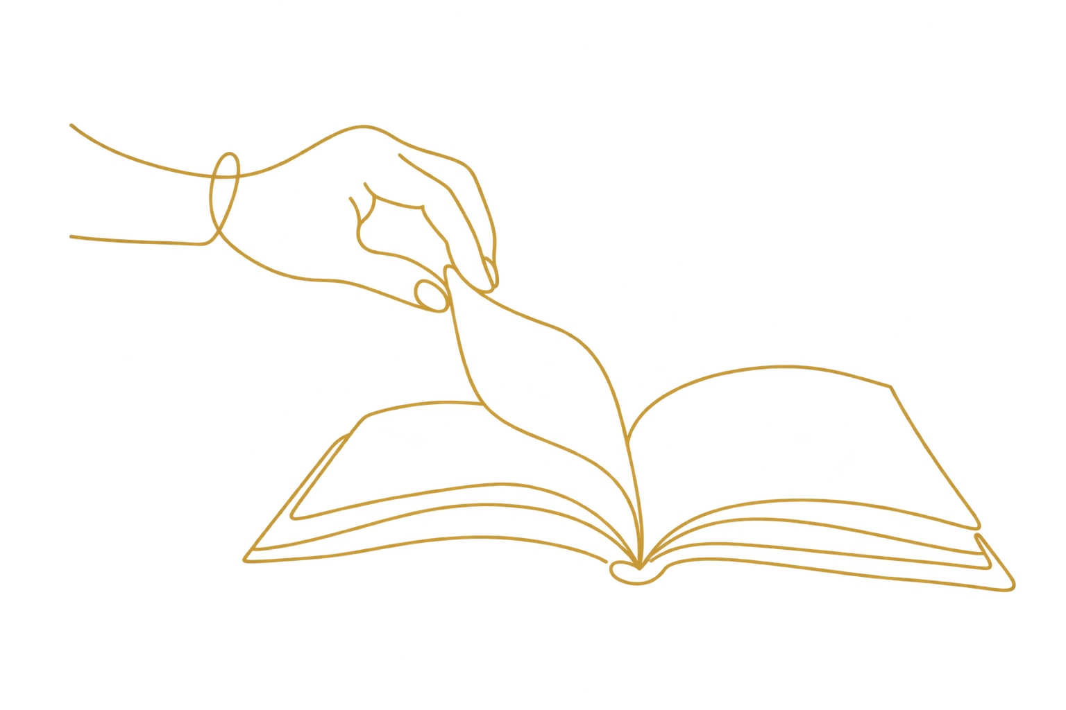 Line-art icon representing children turning the pages of a book