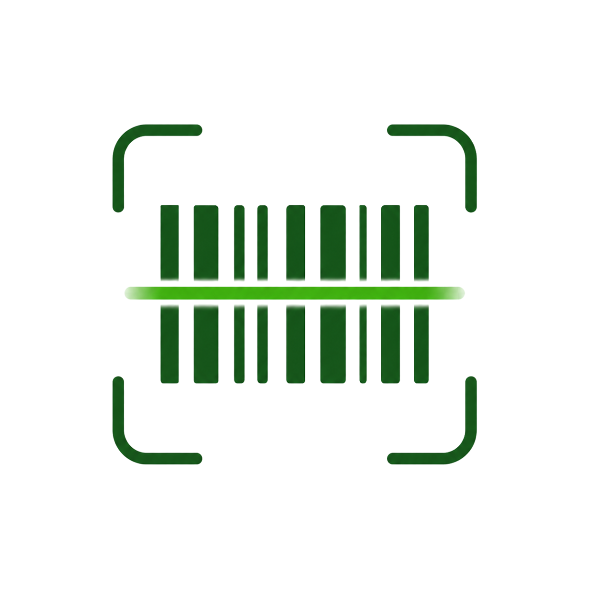 Ein Scan- oder Barcode-Symbol in grün mit vier Eckenrahmen.