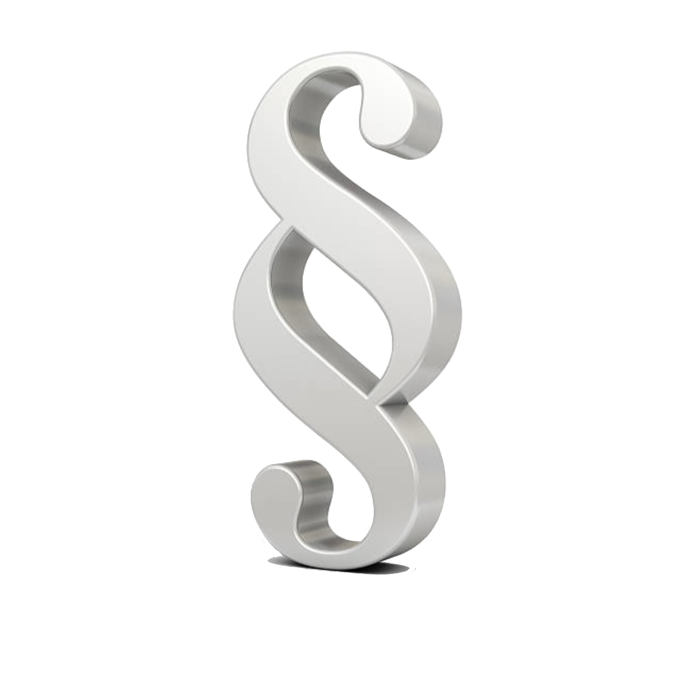 A metallic silver three-dimensional illustration of a paragraph symbol