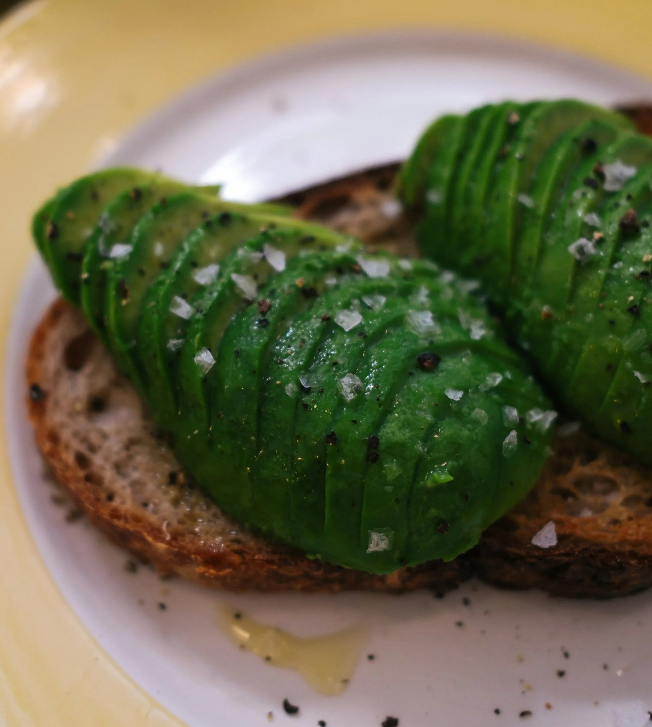 Avocado bread with honey salt and pepper
