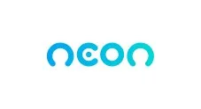 The word "neon" written in lowercase blue text