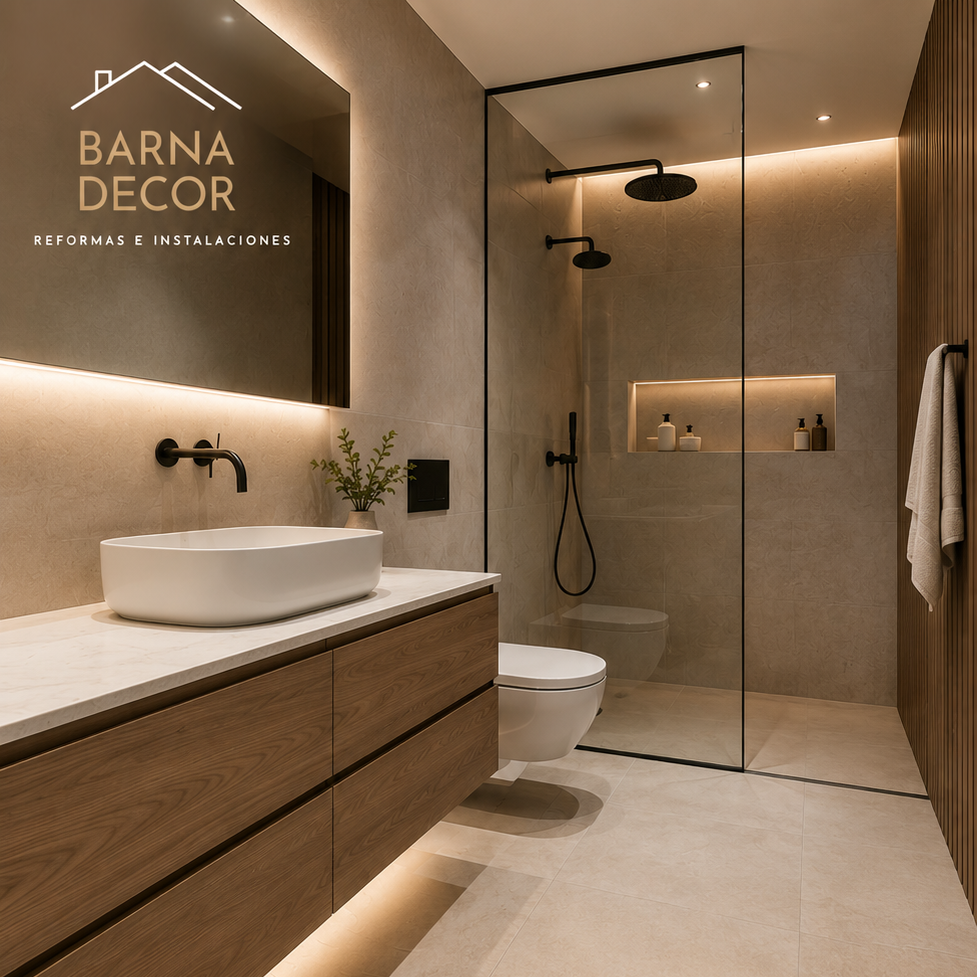 Reforma de baño con acabados modernos en Barcelona