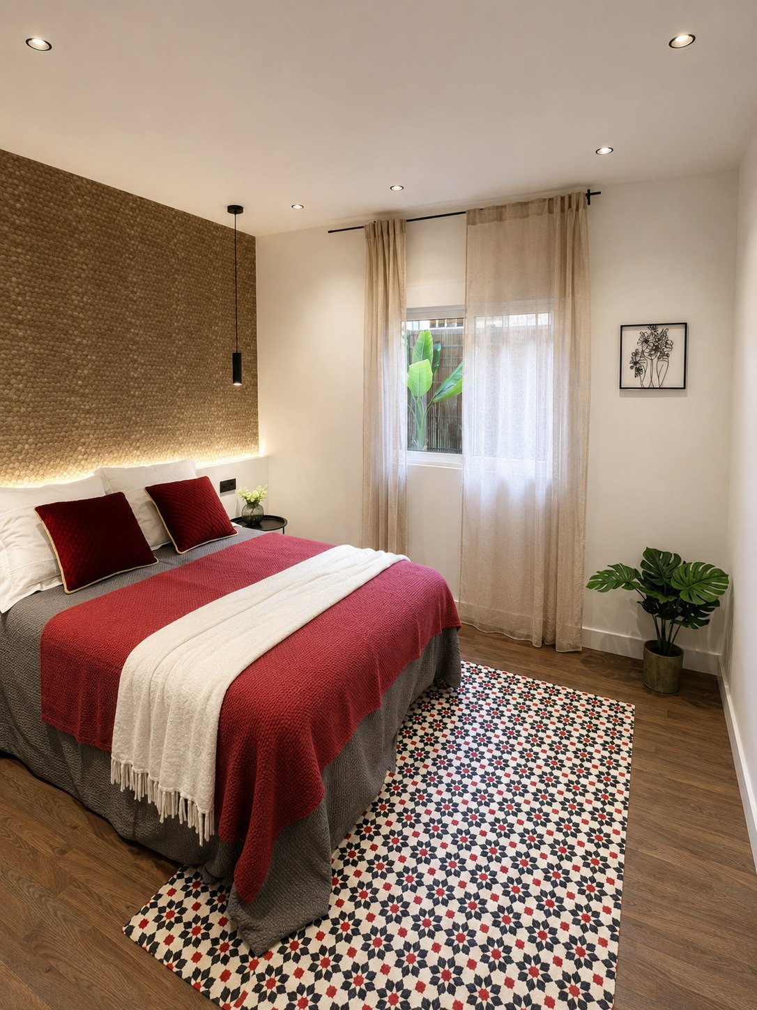 Reforma integral de dormitorio con nuevos revestimientos, iluminación y acabados modernos realizada por Reformas Barna Decor.