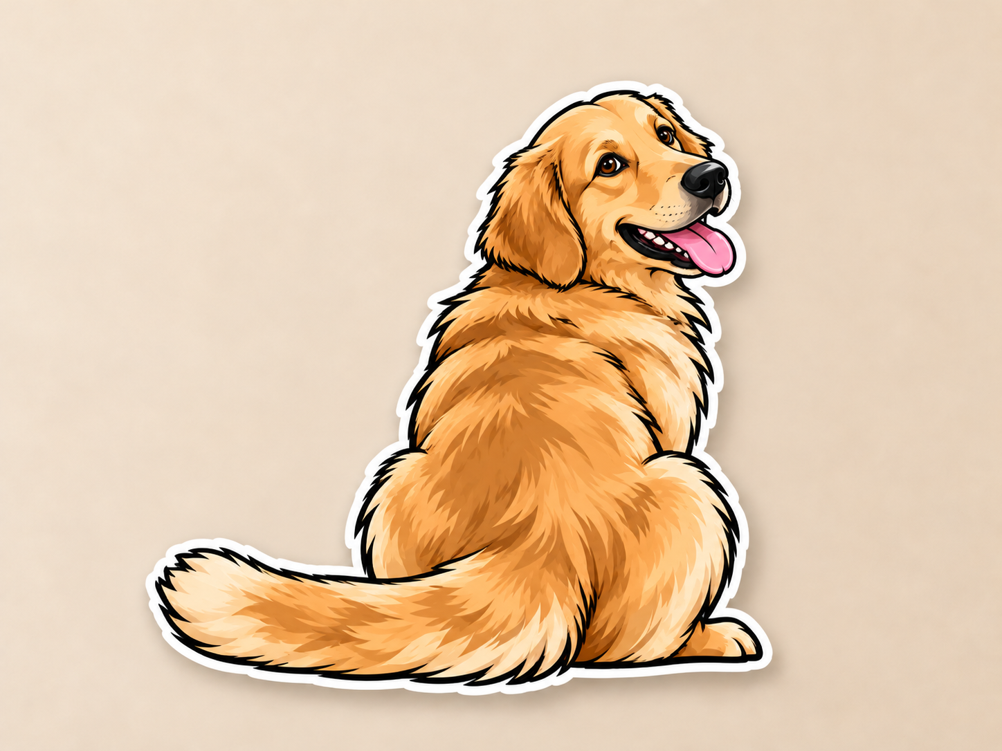Golden Retriever Felice in Stile Adesivo.png