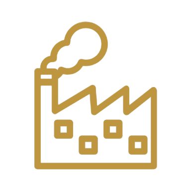 Icon of a factory with smokestack and windows.