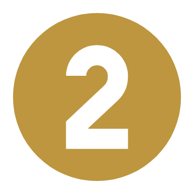 Gold circle with the number 2 in black text in the center