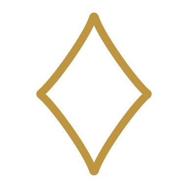 A gold-colored diamond-shaped outline on a white background.