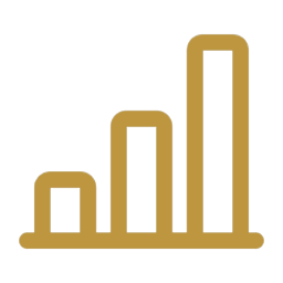 A gold bar chart icon showing increasing bars from left to right.