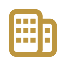 Gold icon of a landline telephone with a keypad and a handset.