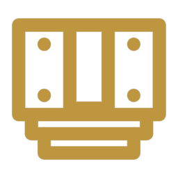 Line art of a gold-colored technical connector or electronic port.