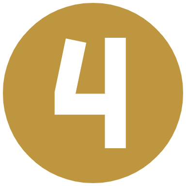 A circular gold background with a black number 4 in the center.