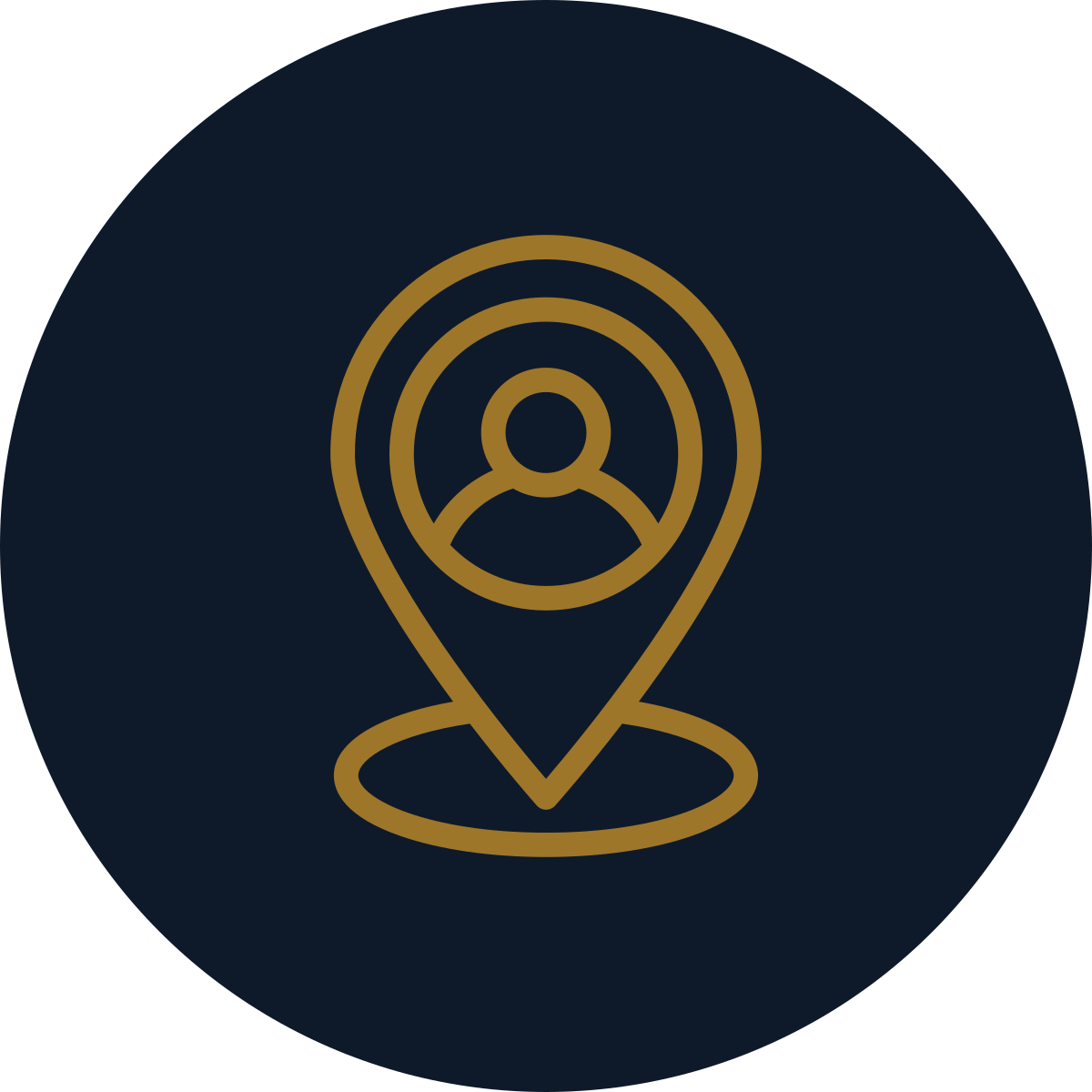 Icon of a person inside a location pin, symbolizing user or profile location.