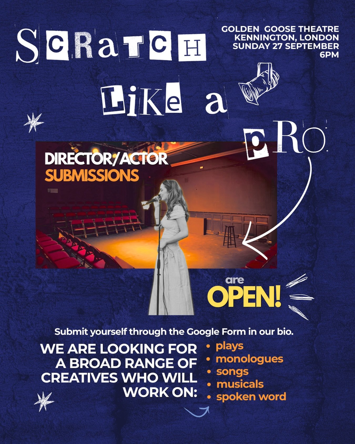 ACTOR / DIRECTOR CALL-OUT 📢

- Want to perform in brilliant new writing alongside and to other industry professionals?
- Do you want to work with award winning writers and creatives to bring new work to life? 
- Submissions are open now, and can be 