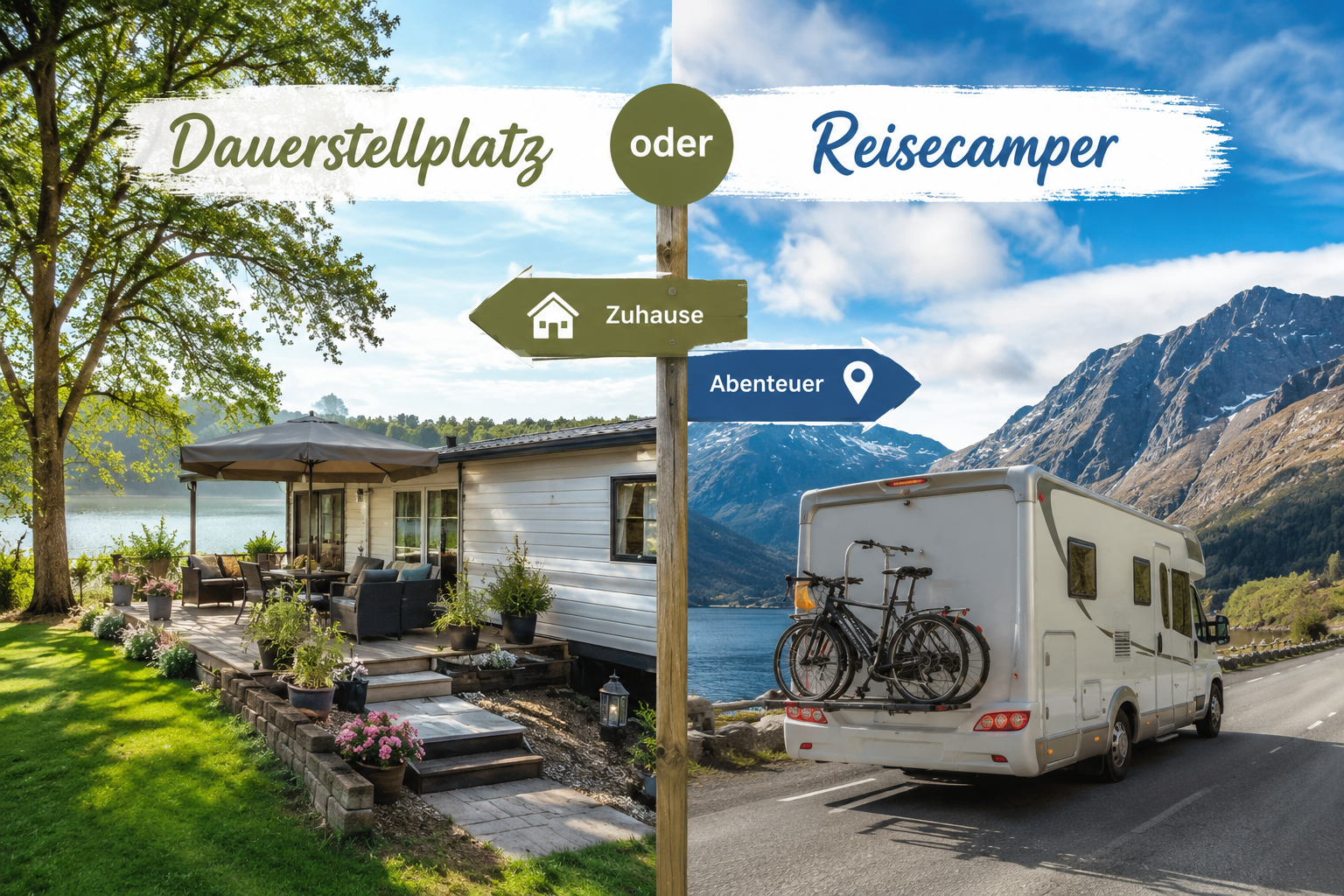 Verwurzelt oder auf Achse? Wohnwagen-Dauerstellplatz vs. Reisecamper