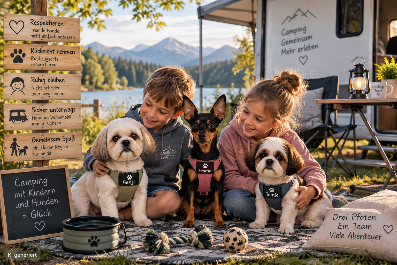 Kinder und Hunde beim Camping: Regeln, die für beide Sicherheit schaffen
