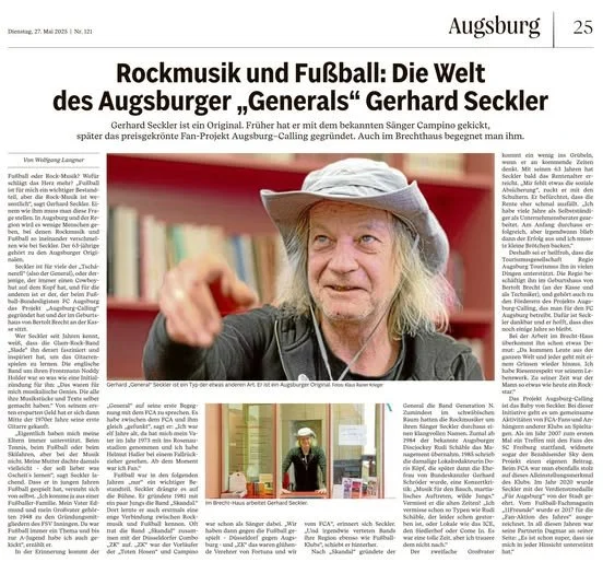 Rockmusik und Fussball: Die Welt des Augsburger “General“ Gerhard Seckler