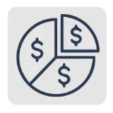 Illustration of a pie chart with dollar signs on the segments.