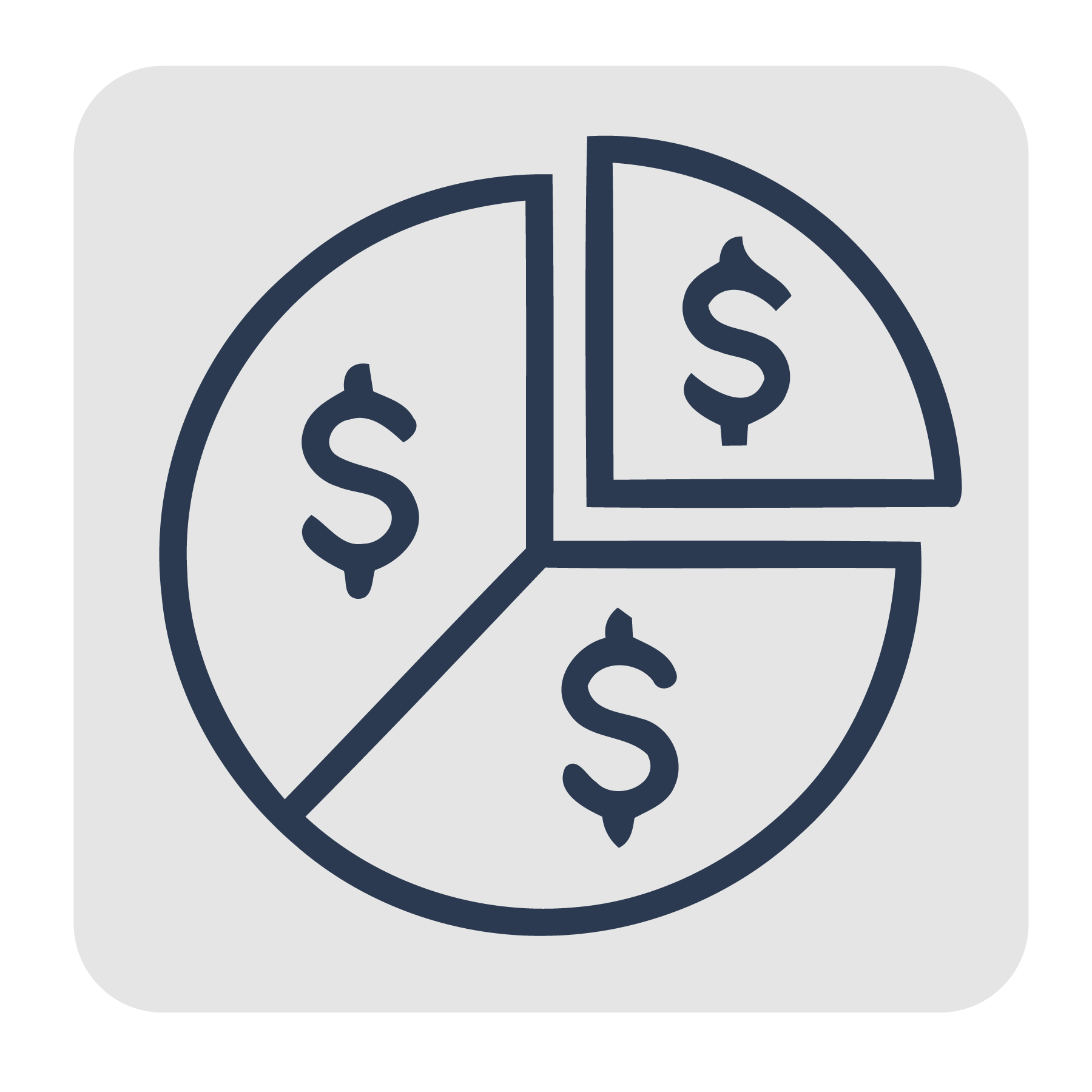 Illustration of a pie chart with dollar signs on the segments.
