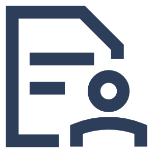 Icon of a document with a person silhouette, indicating a user profile or account.