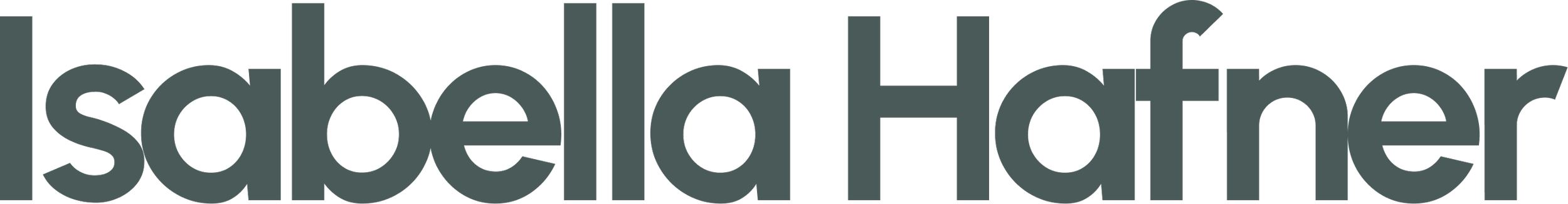 Isabella Hafner in vollständiger ausgeschriebener Form, was als Logo in dunkelgrüner Schrift dient.