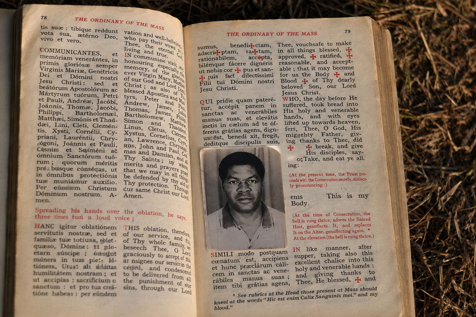 Passport size photograph found inside Sunday Missal book.