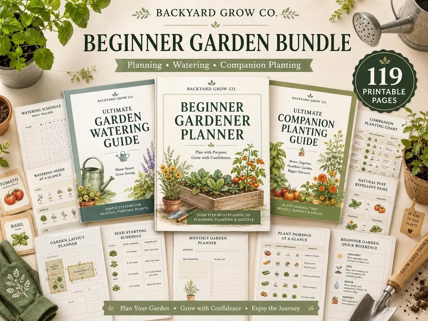 Beginner Garden Planner Printable | Vegetable & Flower Garden Planner | Garden Journal PDF