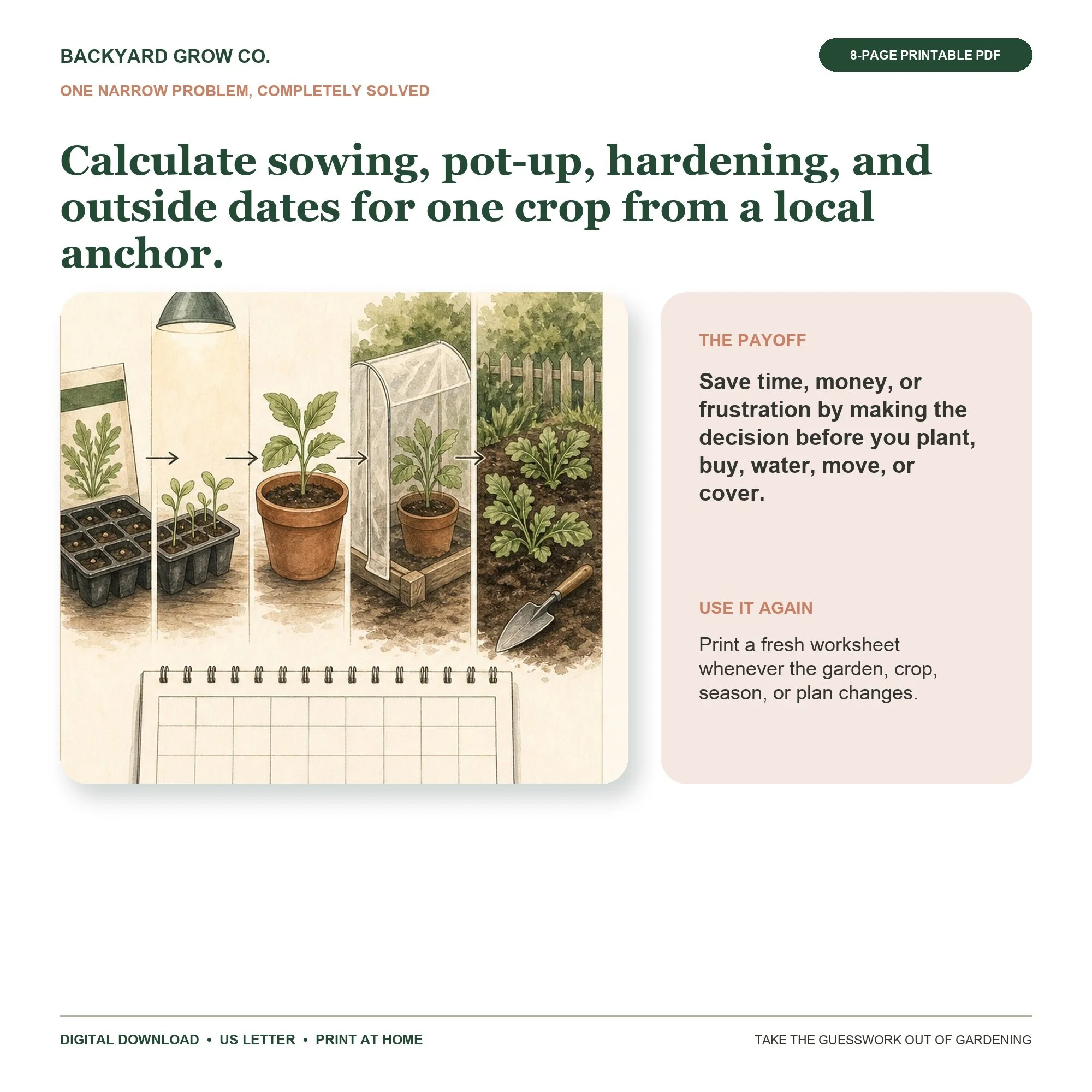 Know When to Start Each Seed preview showing the main garden decision and the completed result.