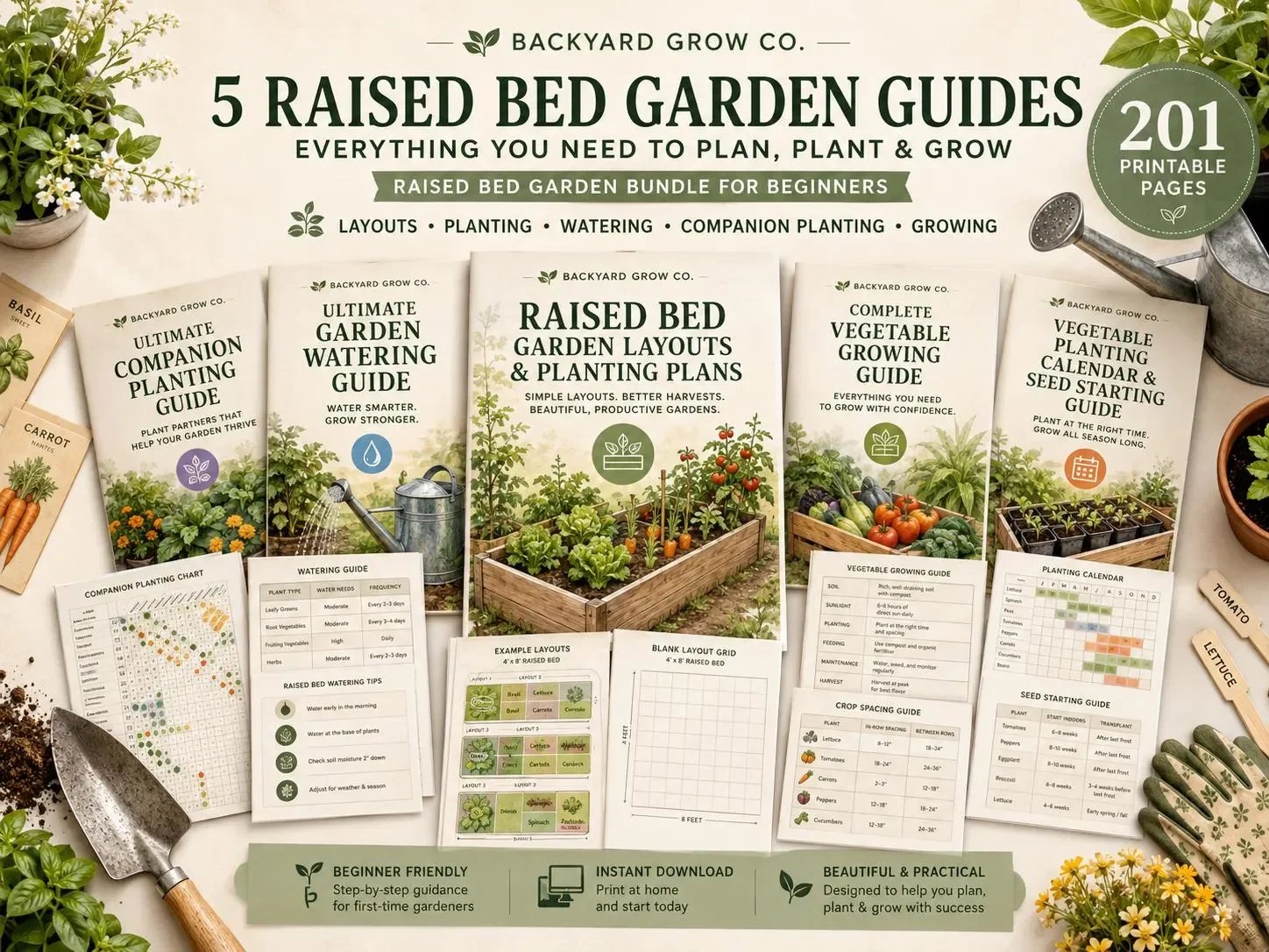 Raised Bed Raised Bed Garden Planner Bundle | Garden Layout Planner | Vegetable Garden Printable | Beginner Garden Guide PDF