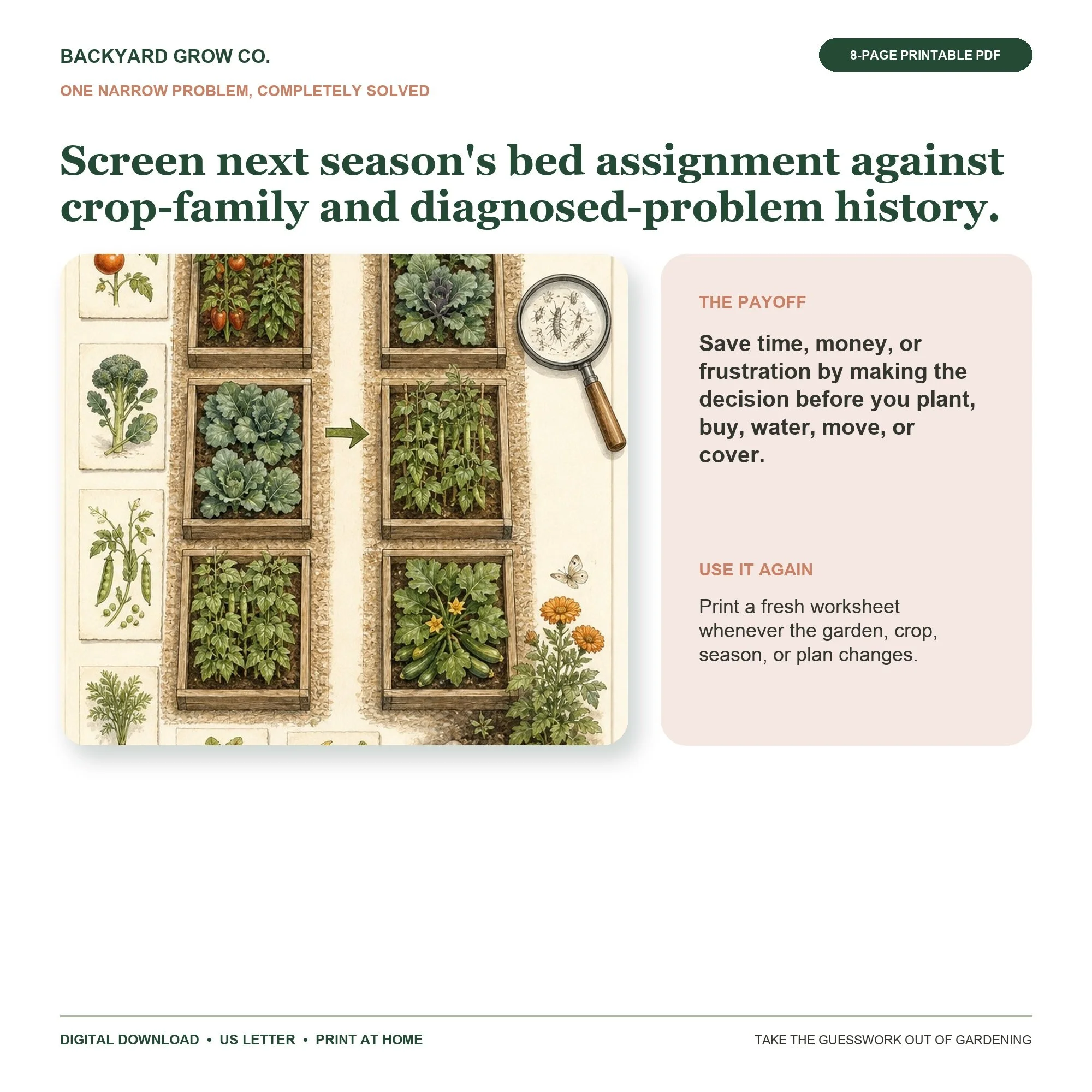 Plan Next Year Without Repeating Crop-Family Problems preview showing the main garden decision and the completed result.