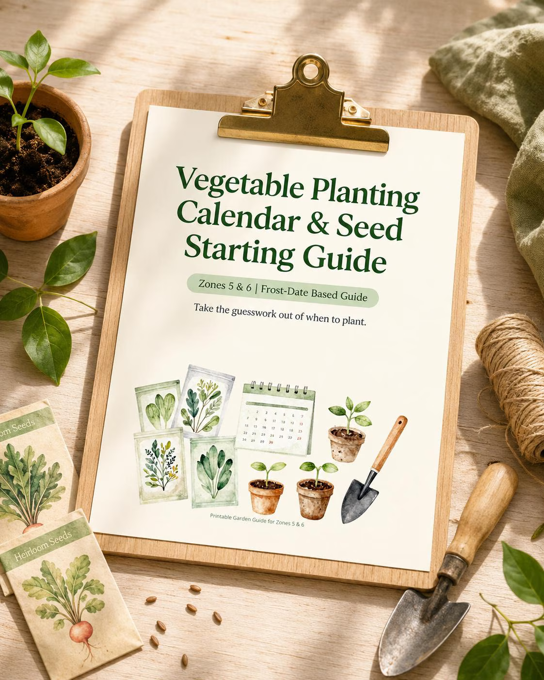 Vegetable Planting Calendar Printable | Seed Starting Guide | Garden Planting Schedule PDF