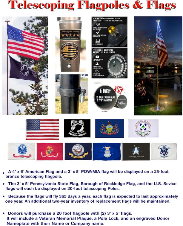 Telescoping Flagpole & Flag Set with Memorial Plaque