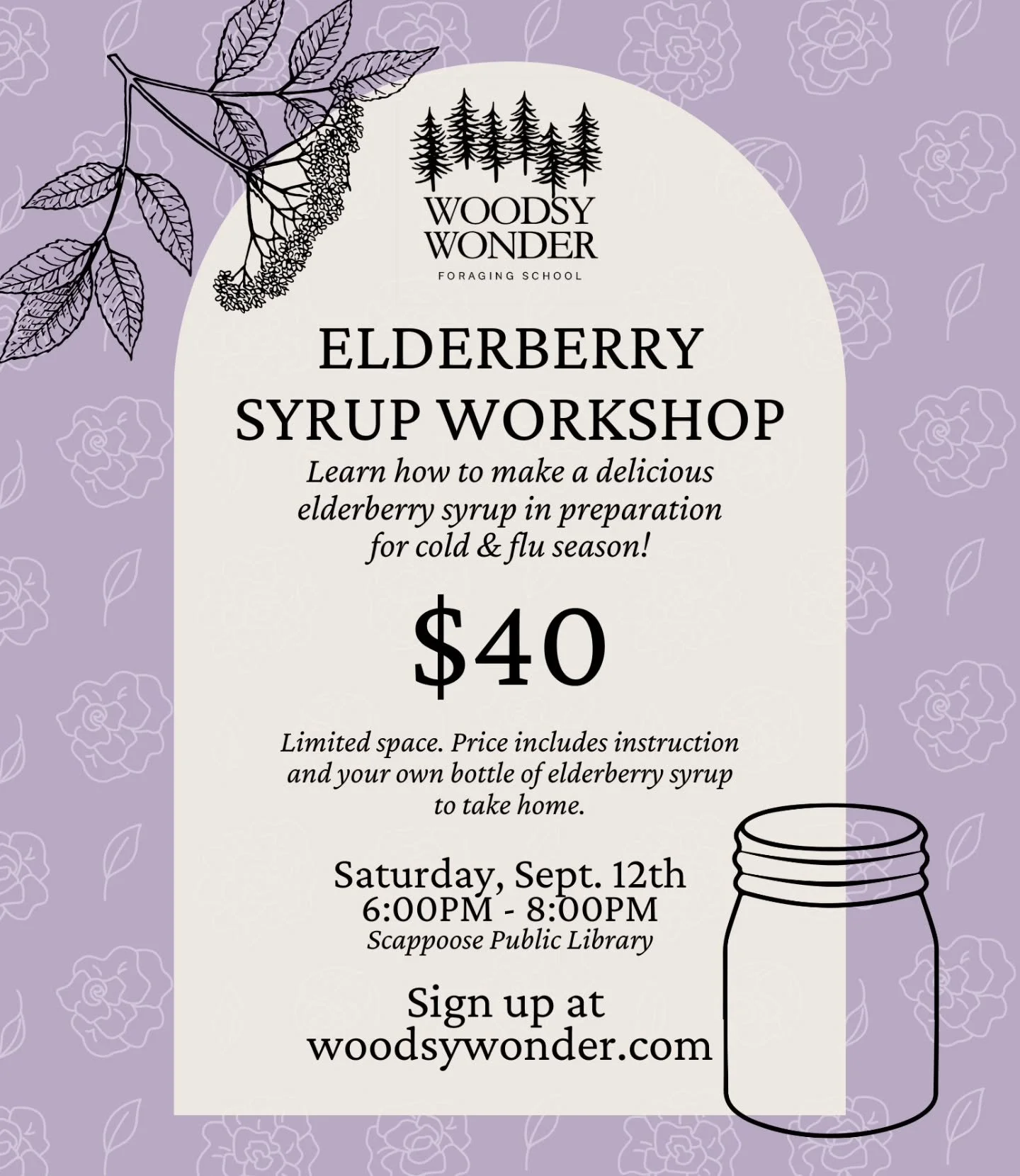 Join me in celebrating autumn and preparing for cold &amp; flu season! I am hosting an elderberry syrup workshop at @scappoose_public_library on Saturday, September 12th! All participants will take home a handcrafted bottle of elderberry syrup! 

The