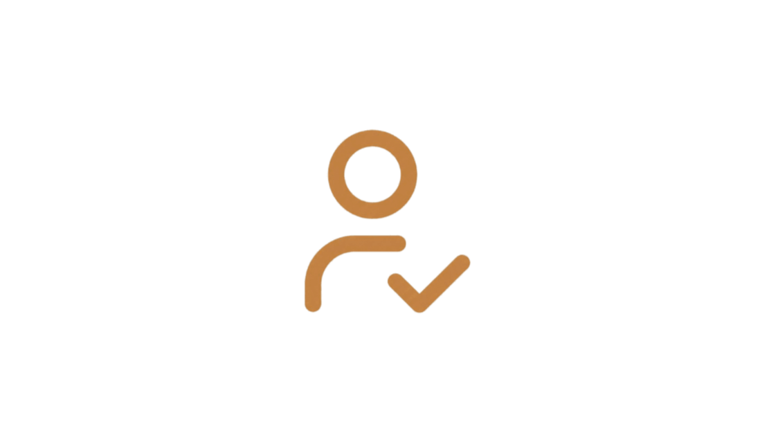 Icon of a person with a checkmark next to them, representing confirmation or approval.