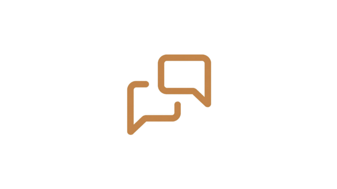 Icon of two brown speech bubbles, overlapping on a white background.