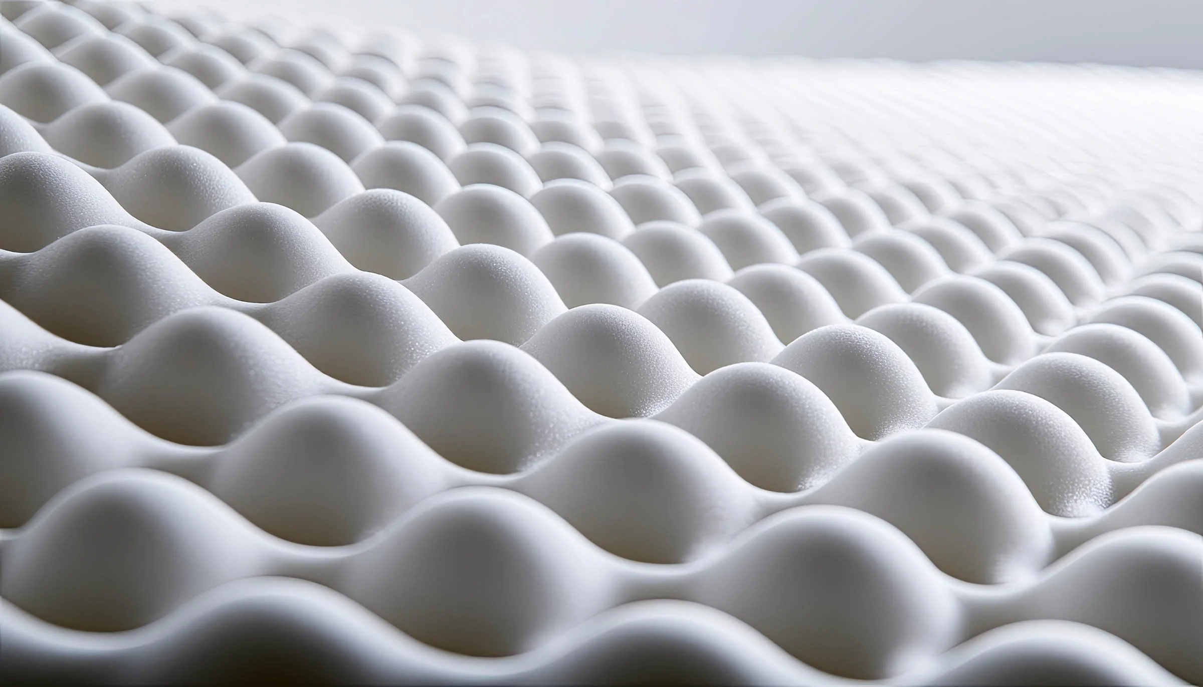 Close-up of a white foam material with a wavy pattern.