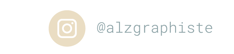 Logo Instagram avec le nom '@alzgraphiste' sur un fond noir.