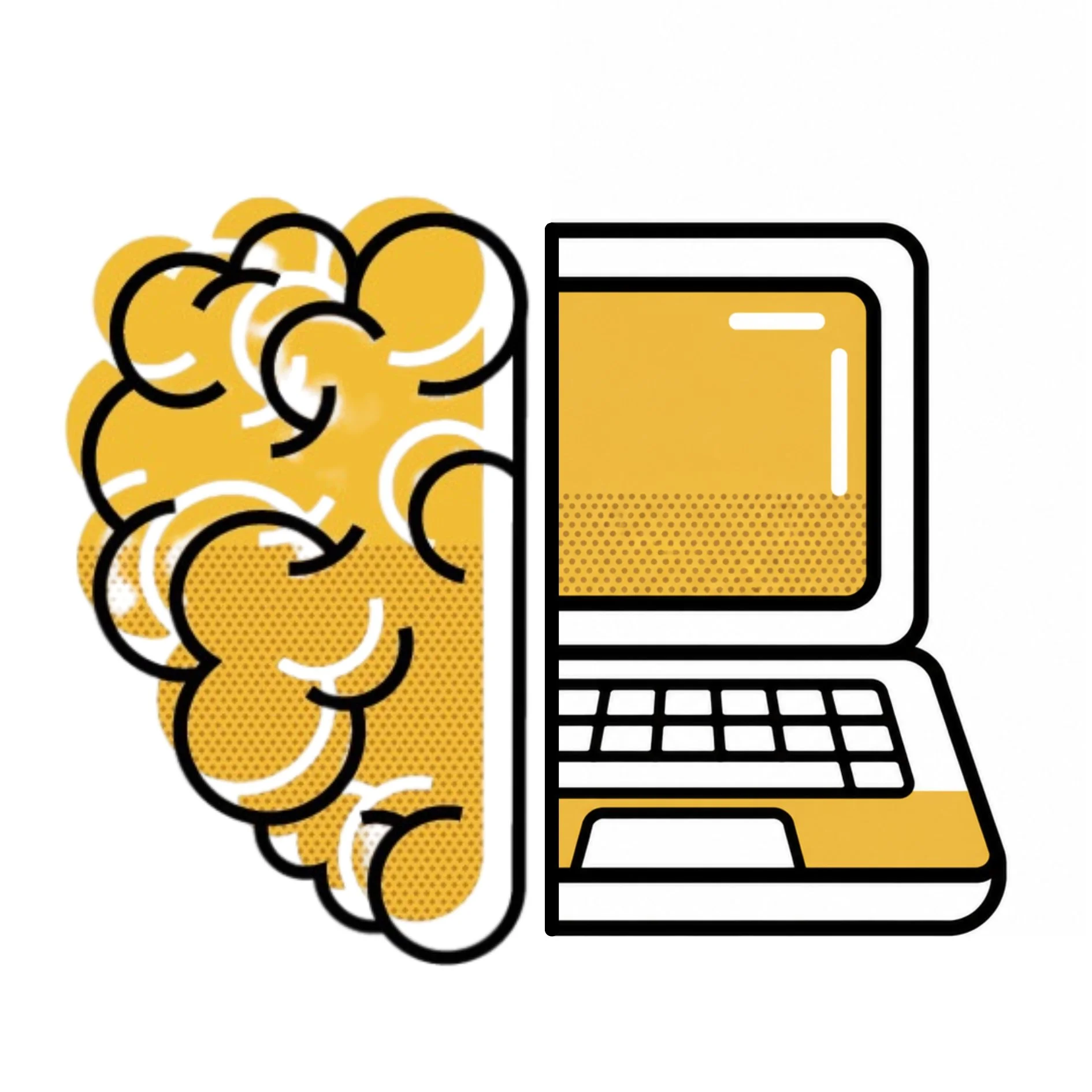 Illustration of a pile of yellow coins next to a computer monitor displaying a yellow bar graph.