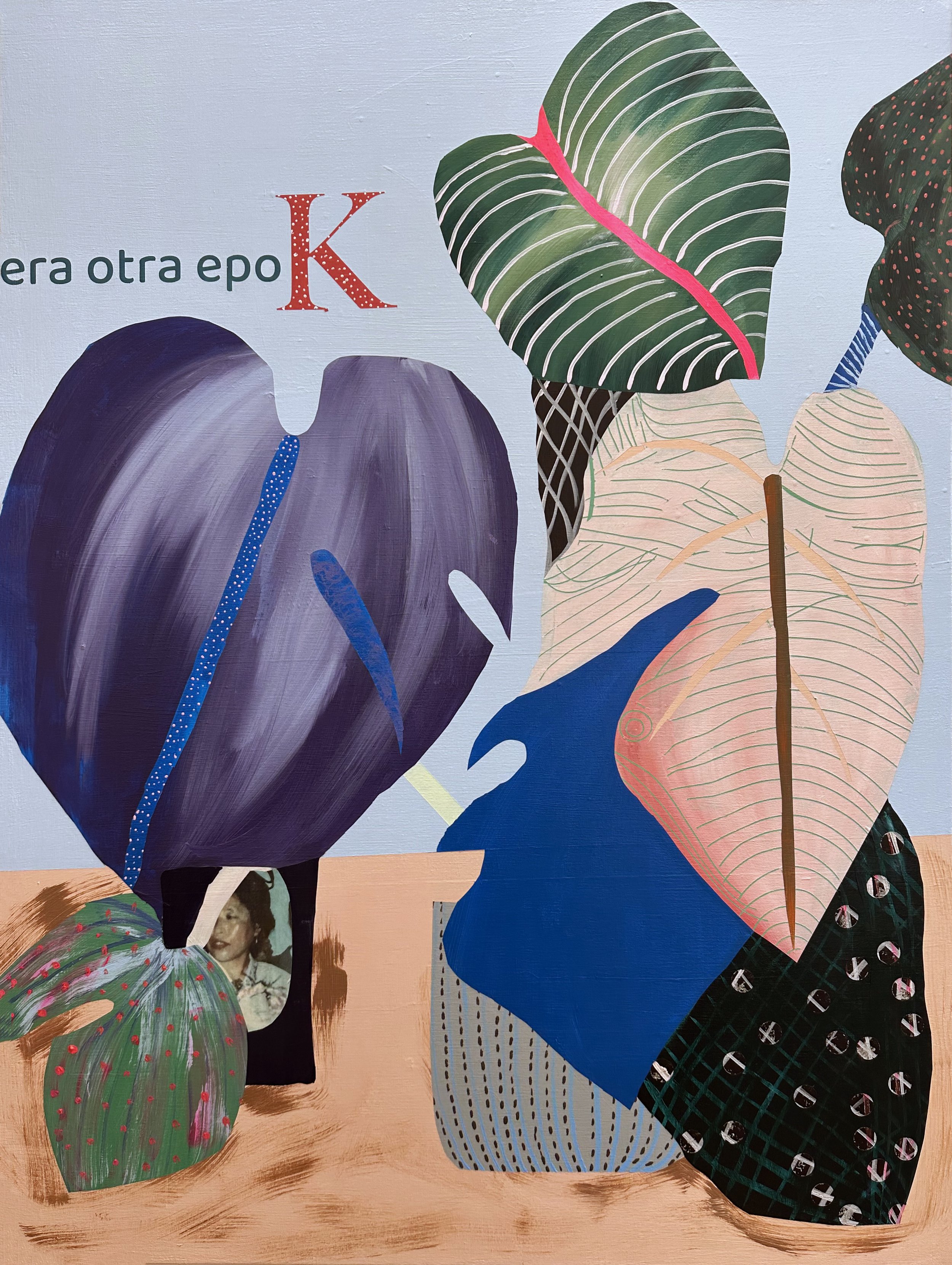 Era Otra Epoca, 2025, mixed media on canvas, 35 x 30 in
