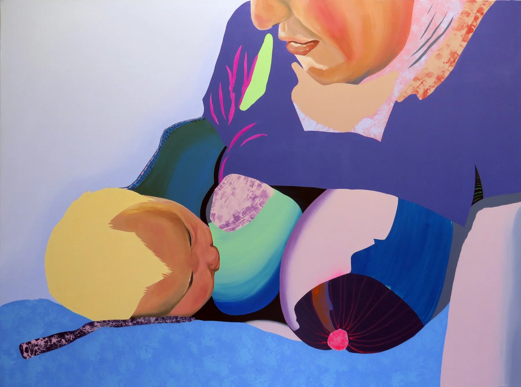 On the Day of My Birth, 2025, oil and acrylic on canvas, 48 x 60 in