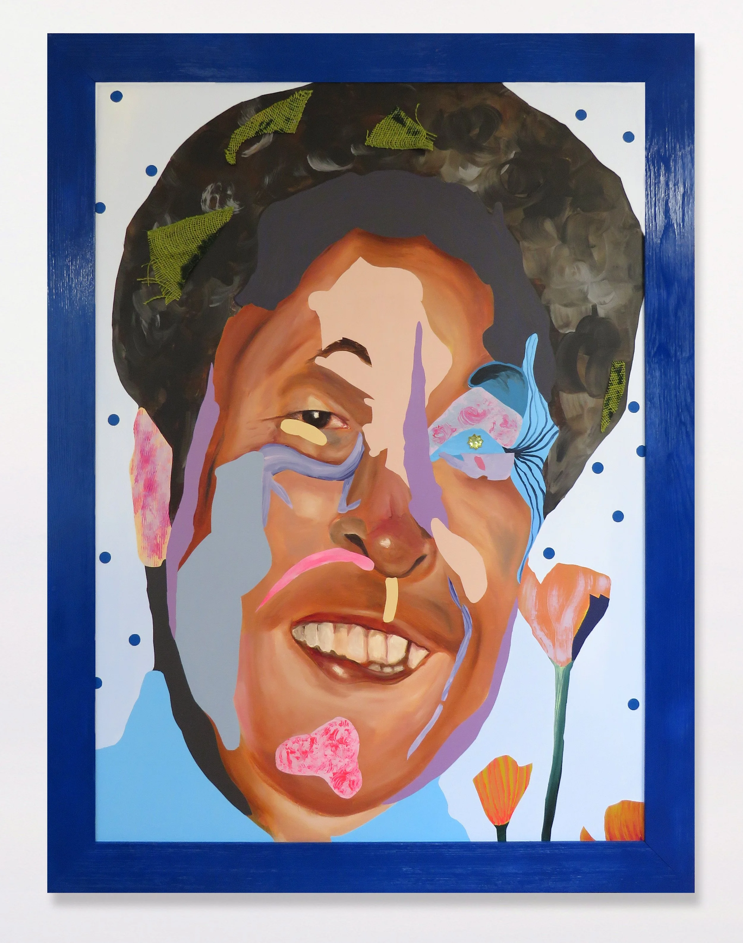 Dear Haraboji, 2025, mixed media on canvas, 53 x 40 in