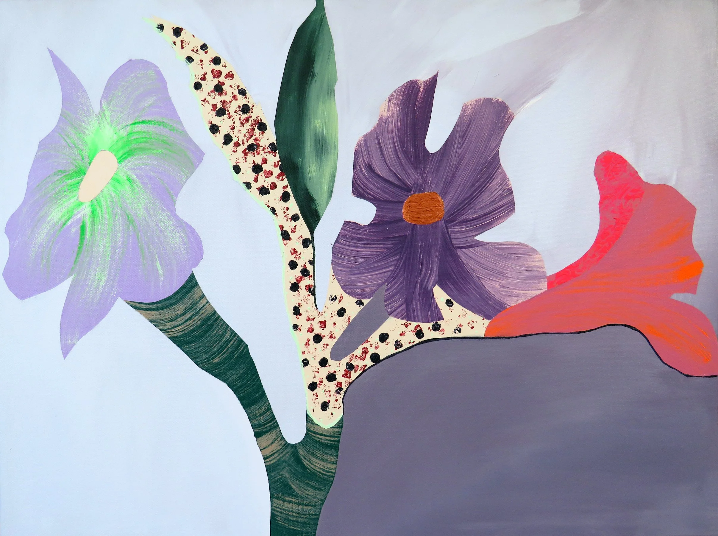 Monkeyflower in Full Bloom, 2024, acrylic on panel, 16 x 24 in
