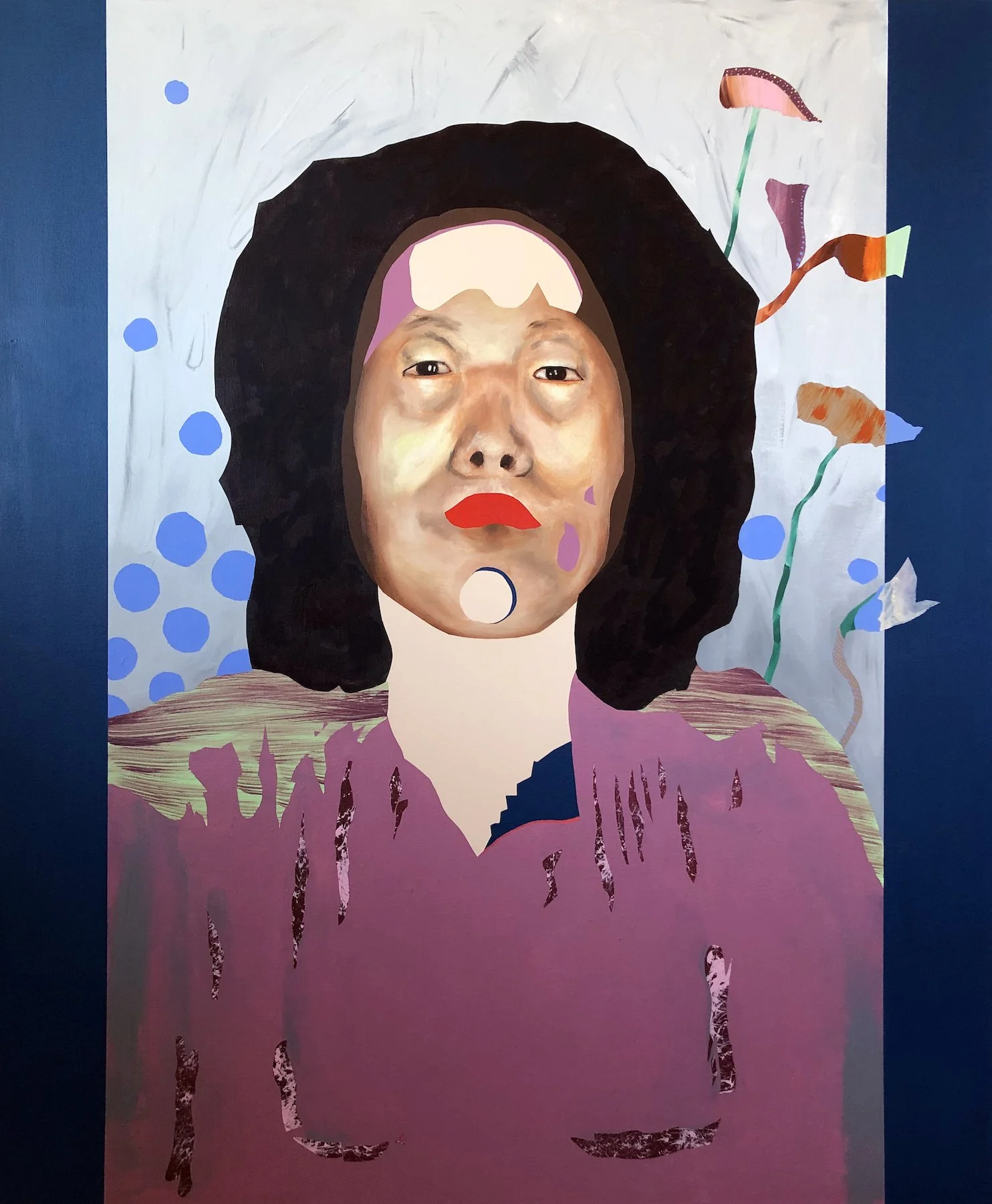 The Mother Who Never Smiled, 2021, oil and acrylic on canvas, 49 x 41 in