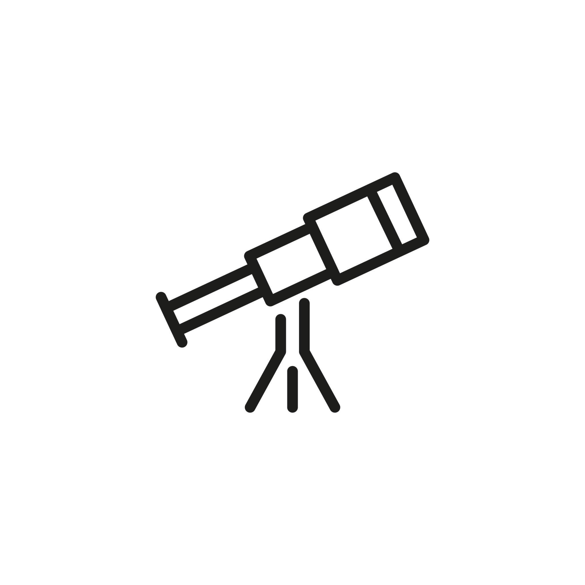 Black and white drawing of a telescope