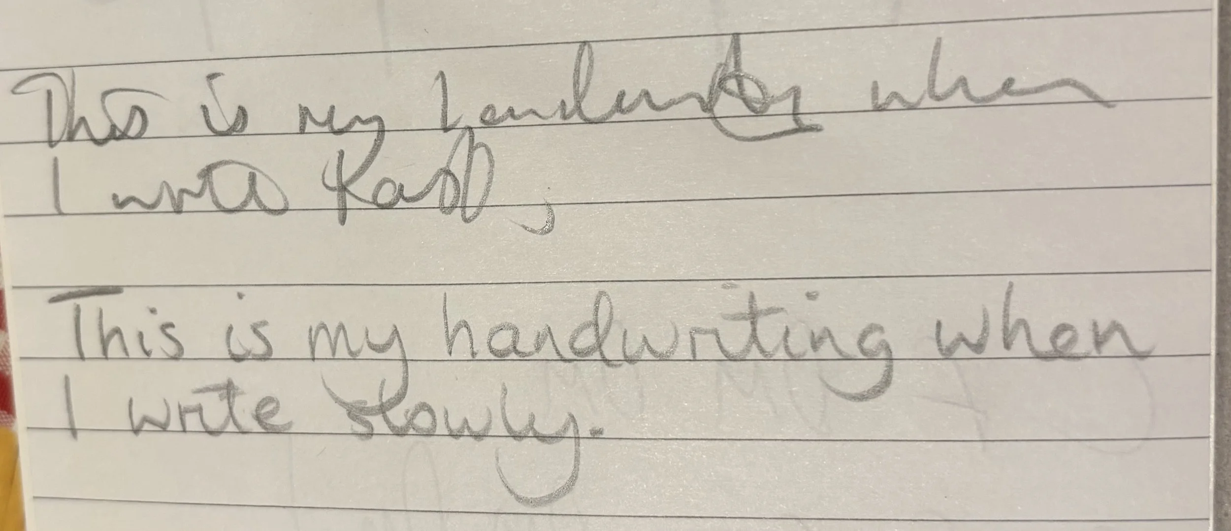 Dyspraxic handwriting