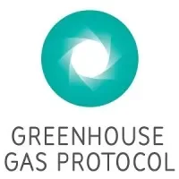 Greenhouse Gas Protocol logo with a circular teal symbol and black text