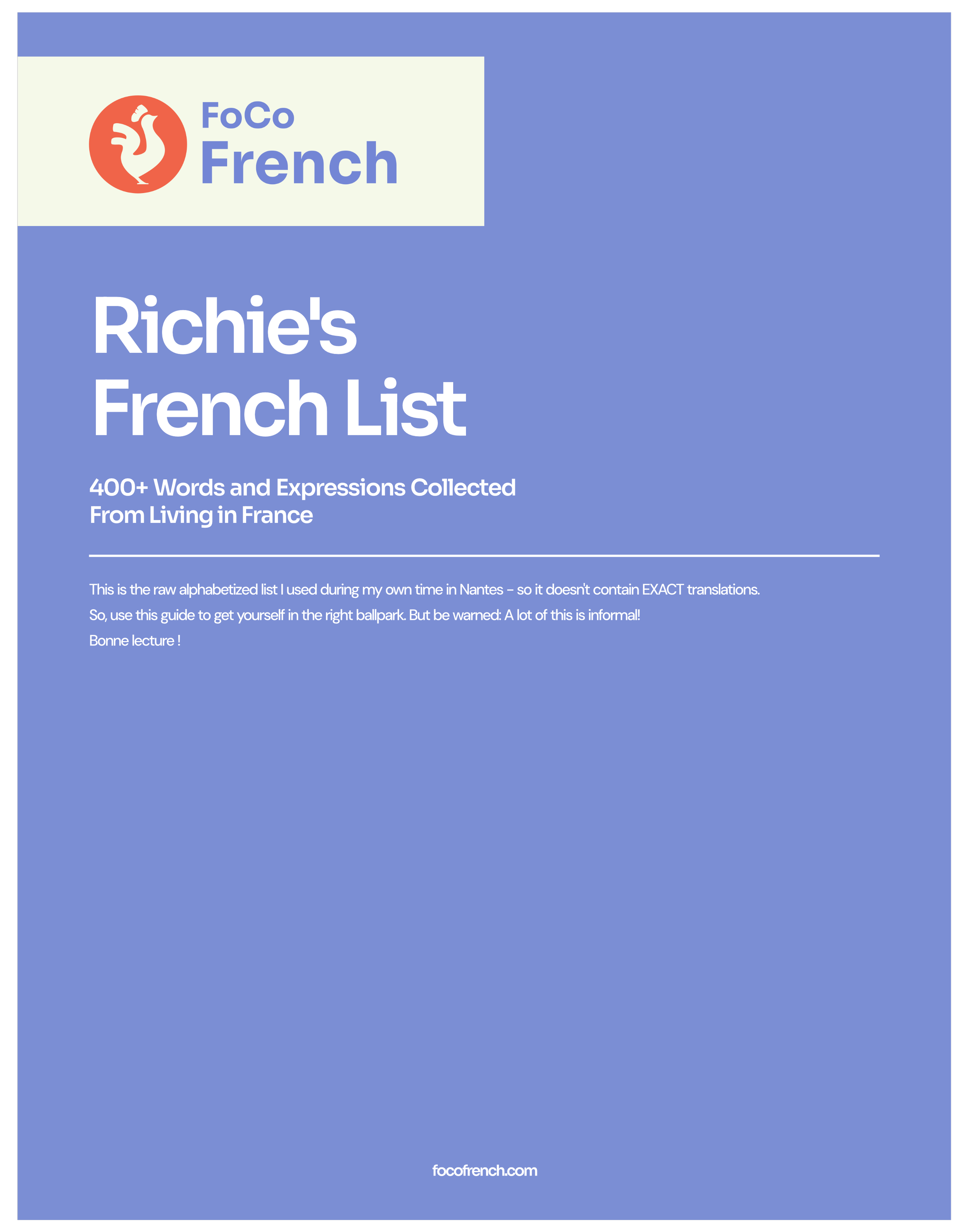 Richie's French List (400+ Words / Expressions)