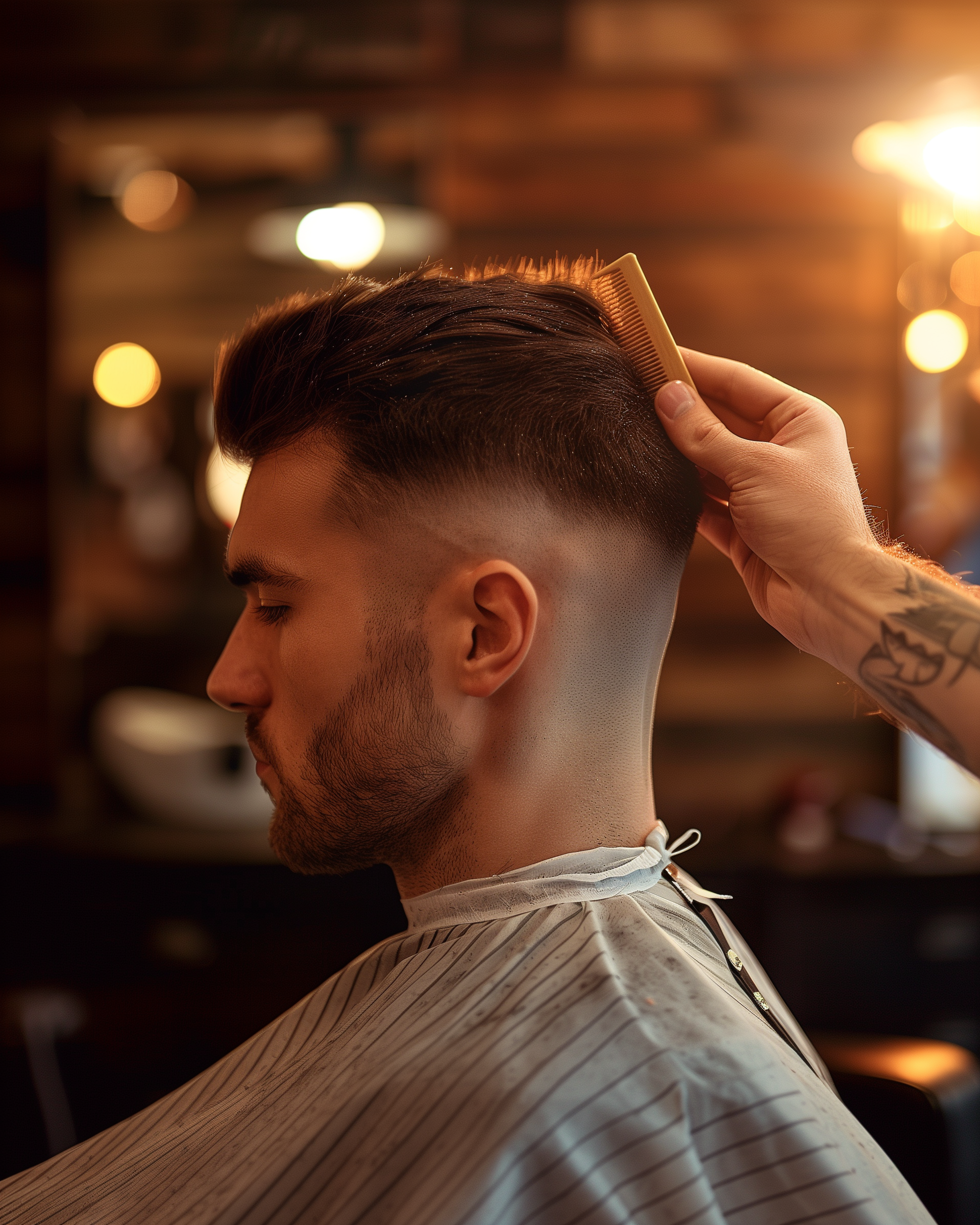 Barber giving a precision fade haircut at ZIGsZEN Grooming Lounge in Wexford, PA — experts in fades, custom cuts, beard trims, and hot lather shaves.