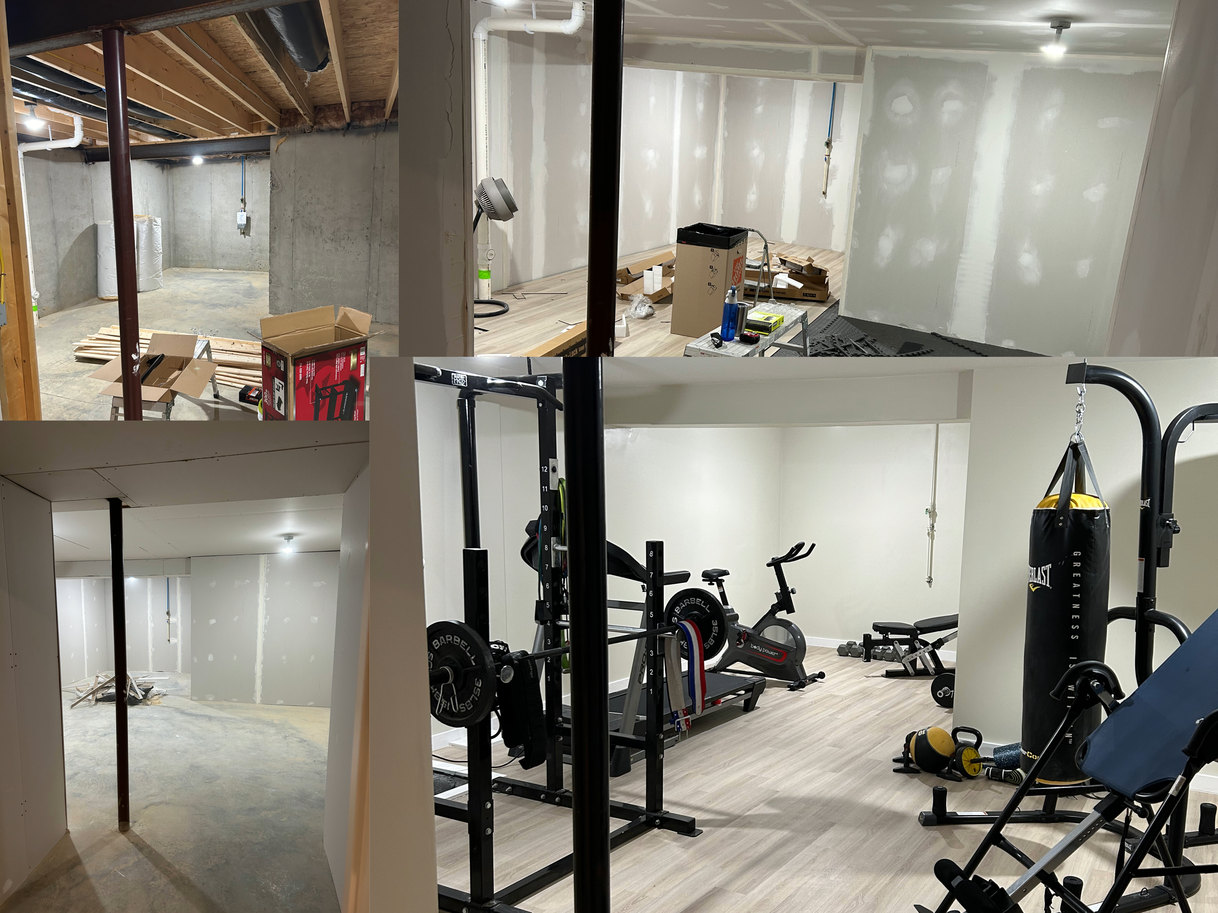 Before and after of a Basement Remodel